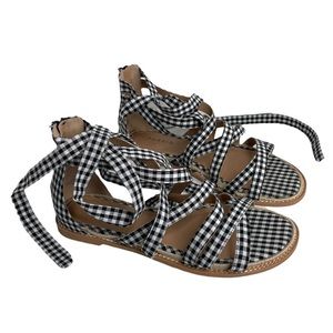 Torrid Gingham Ankle Wrap Flat Sandal Size 11WW
